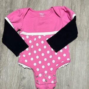 Disney Pink and Black Polka Dot Kids One Piece